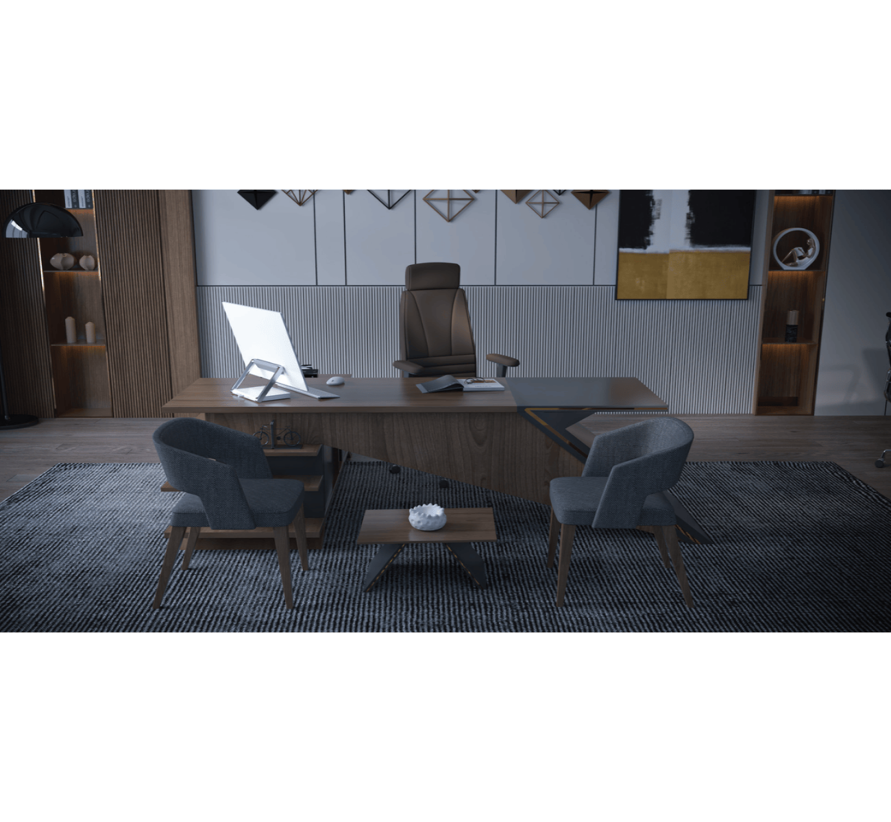 Slopy Executive Desk with Side Unit – Multiple Sizes
