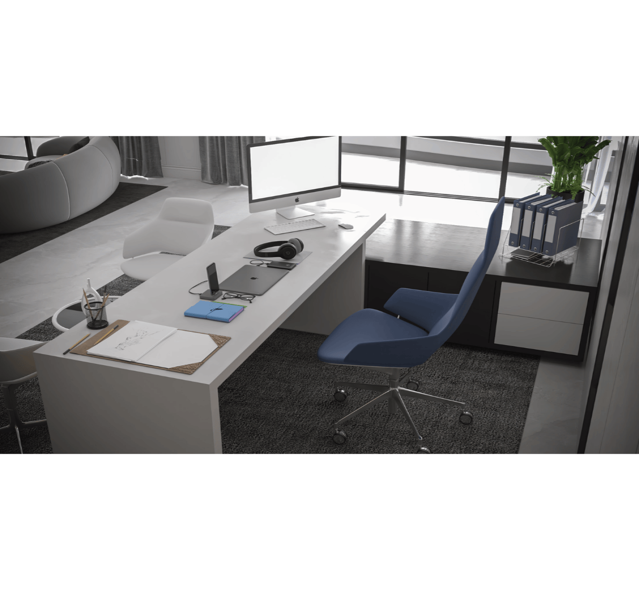 Aero Executive Desk with Side Unit – Multiple Sizes