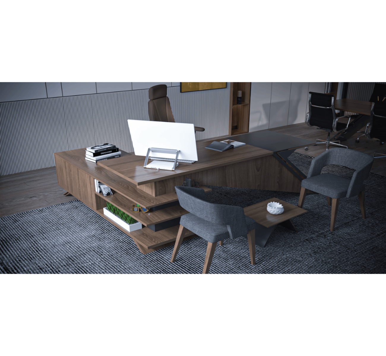 Slopy Executive Desk with Side Unit – Multiple Sizes