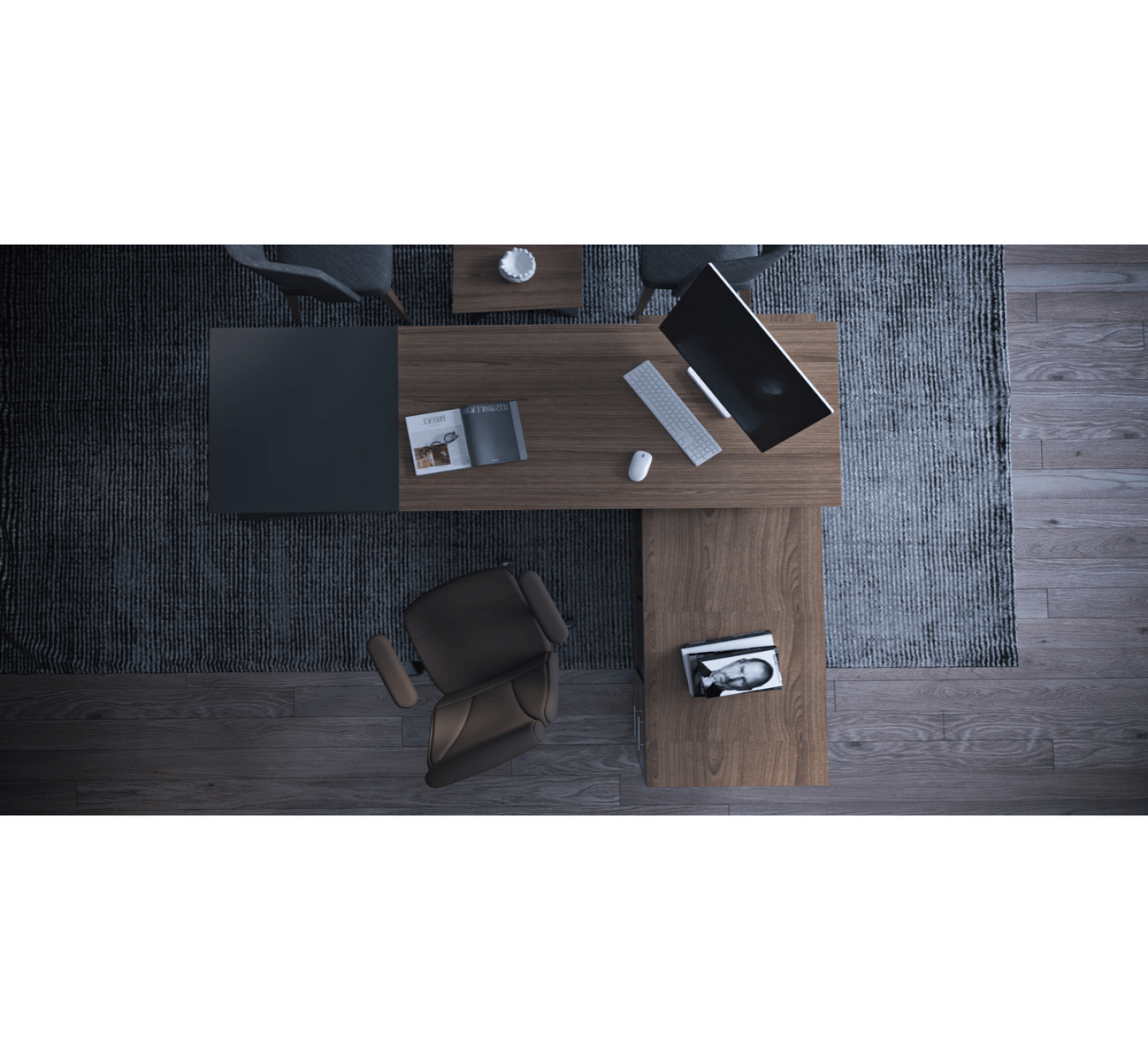 Slopy Executive Desk with Side Unit – Multiple Sizes