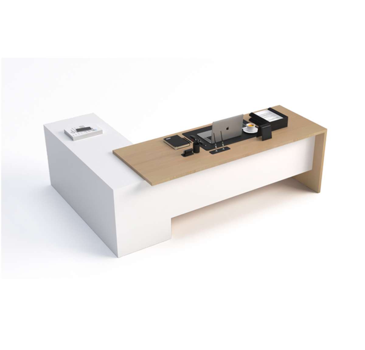 Media Executive Desk with Side Unit