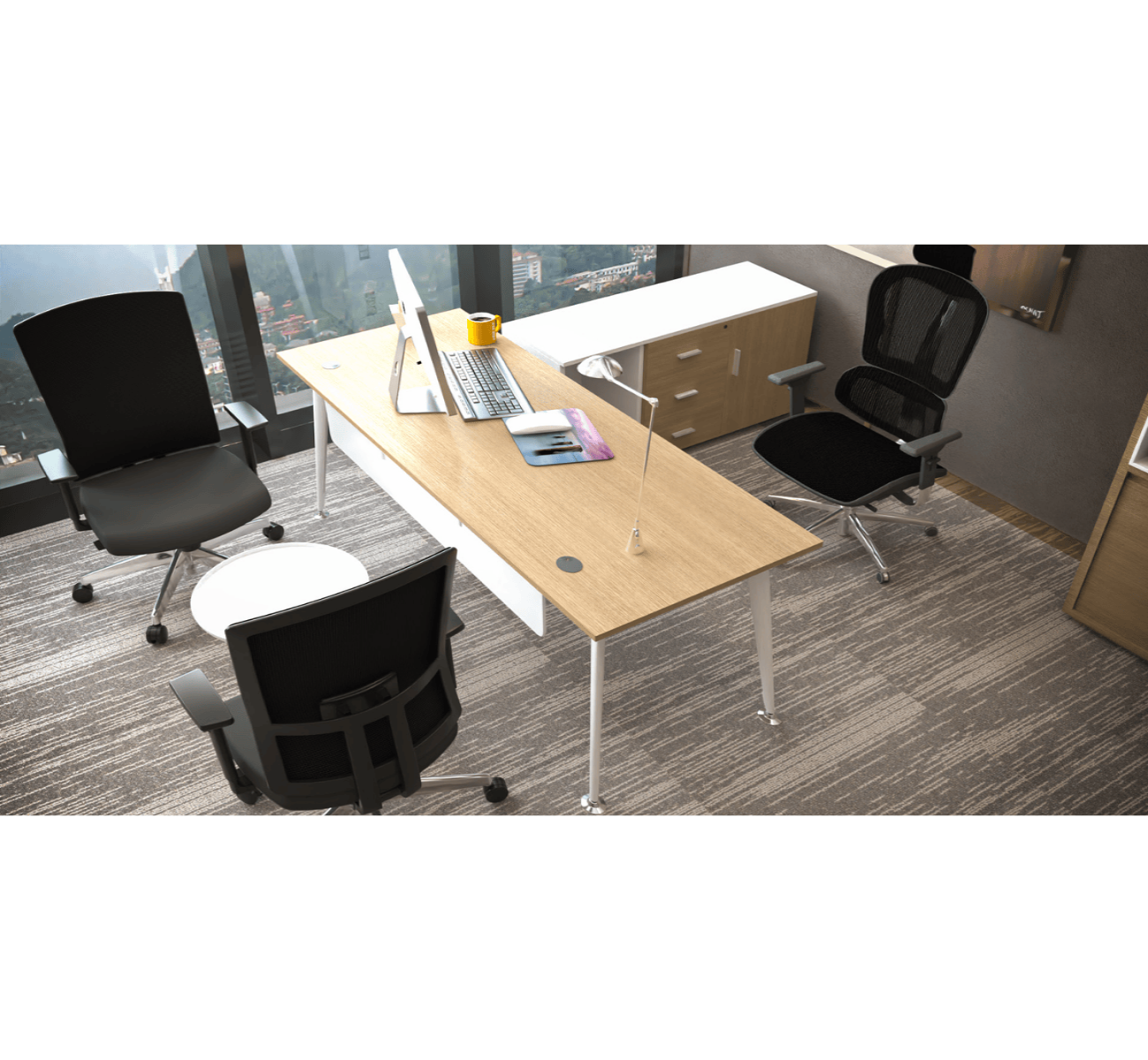 Spark Executive Desk with Side Unit (180–240 cm)