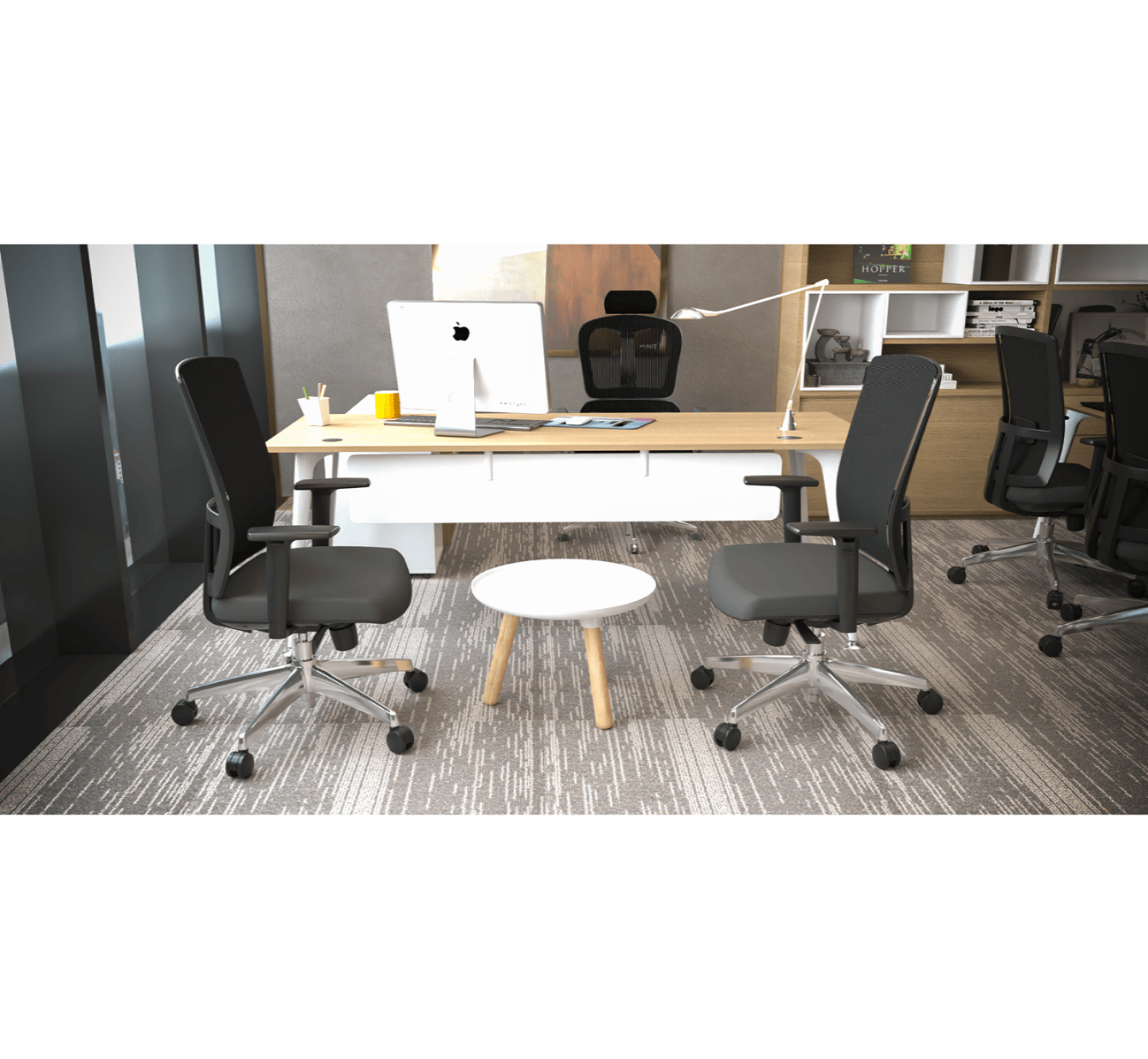 Spark Executive Desk with Side Unit (180–240 cm)