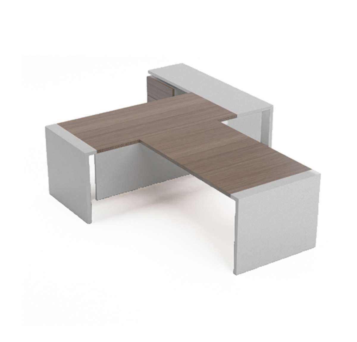 Multi Executive Desk with Side Unit and Integrated Meeting Table
