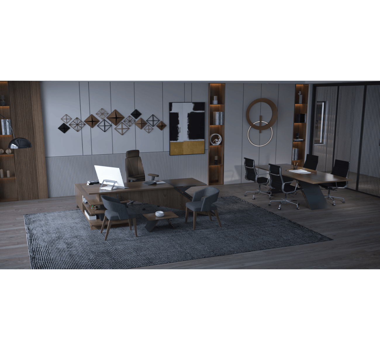 Slopy Executive Desk with Side Unit – Multiple Sizes